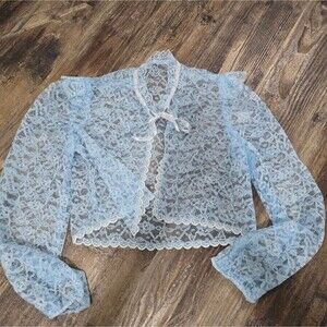 Elegant Lace Women Long Sleeve Top - Blue